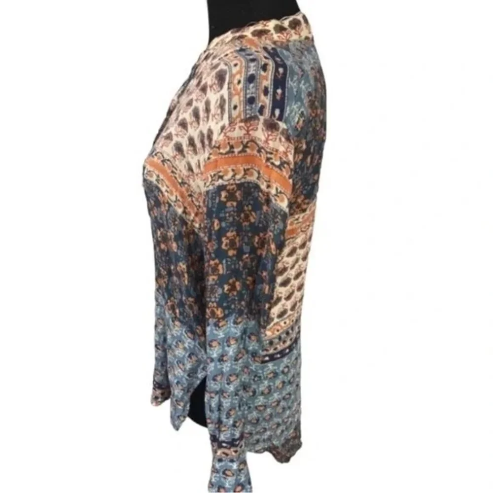 Free People Caravan Patchwork Button Down Top